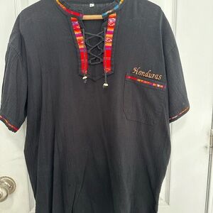 Black Embroidered Men's Shirt
